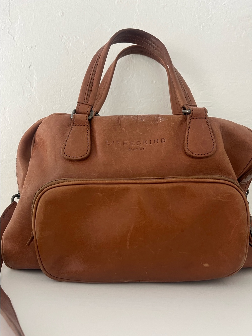 Liebeskind Tan Leather Messenger Satchel